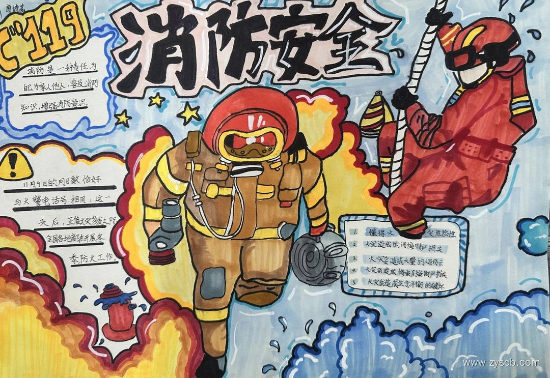 119消防日 ”消防安全“高清手抄报绘画作品-第8张 119消防日 ”消防安全“高清手抄报绘画作品-第8张