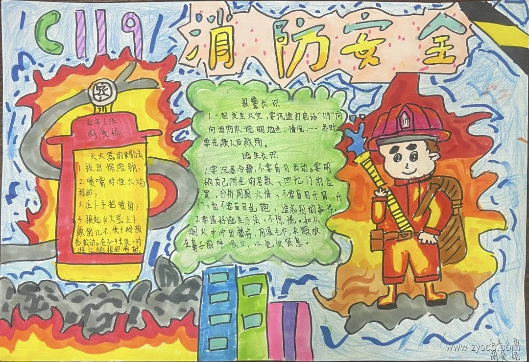 119消防日 ”消防安全“高清手抄报绘画作品-第6张 119消防日 ”消防安全“高清手抄报绘画作品-第6张