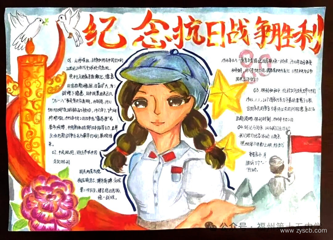 中国抗日战争世界反法西斯战争胜利80周年手抄报获奖-第4张 中国抗日战争世界反法西斯战争胜利80周年手抄报获奖-第4张