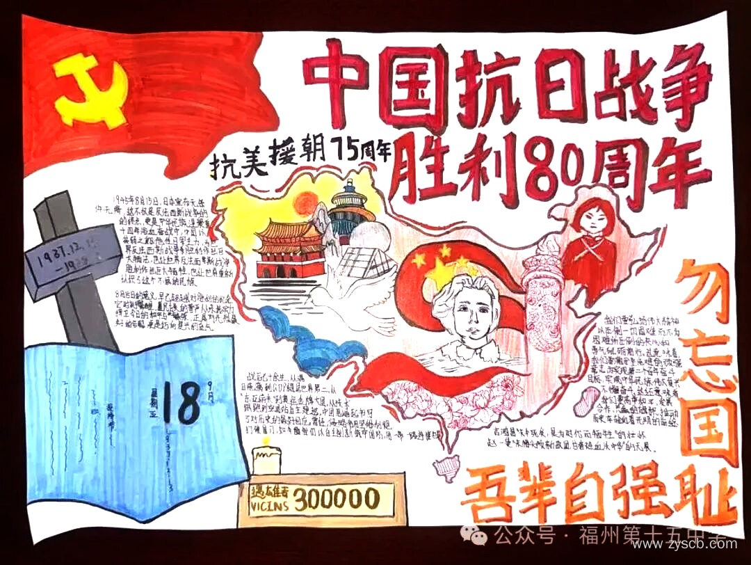 中国抗日战争世界反法西斯战争胜利80周年手抄报获奖-第3张 中国抗日战争世界反法西斯战争胜利80周年手抄报获奖-第3张
