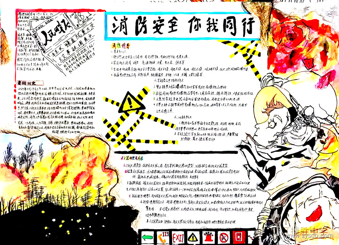 防灾减灾 119消防安全高清手抄报-第1张 防灾减灾 119消防安全高清手抄报-第1张