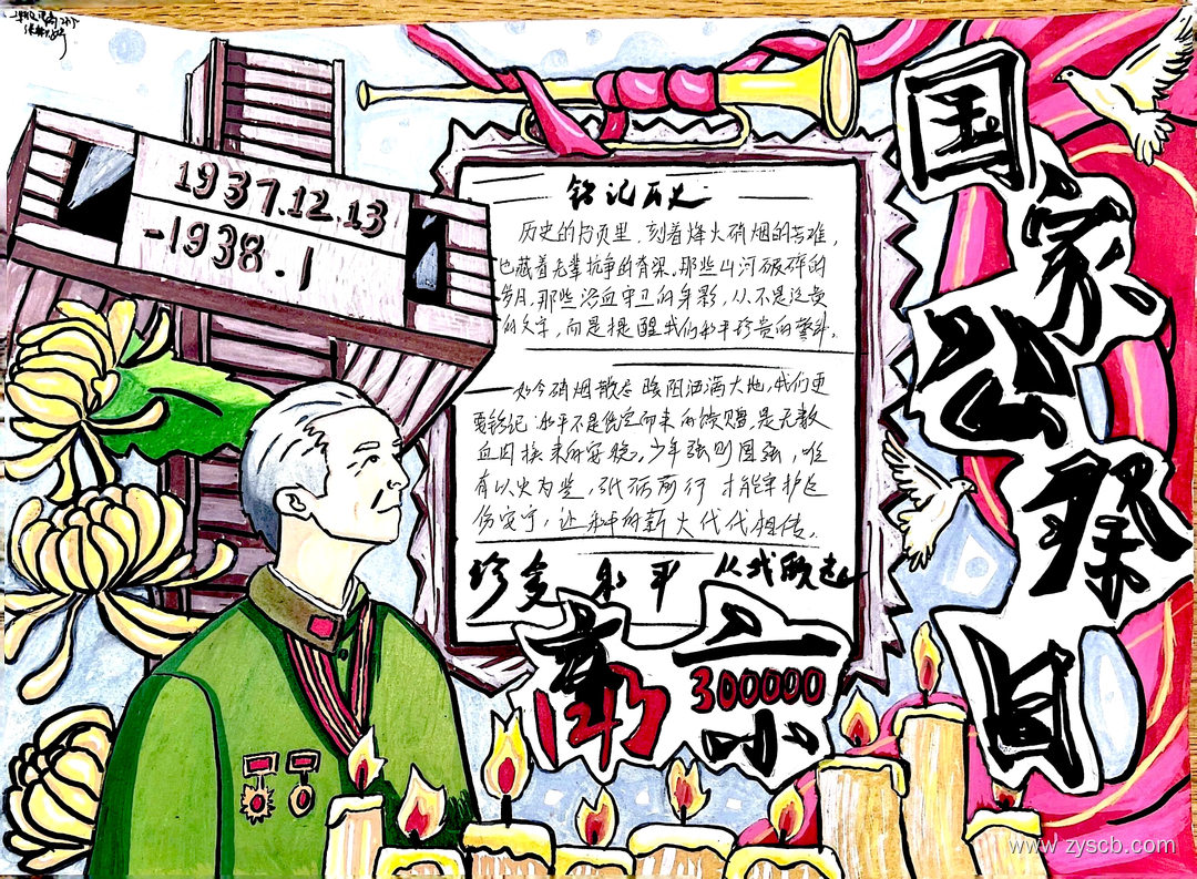 以铭记守护未来 12.13国家公祭日手抄报一等奖-第5张