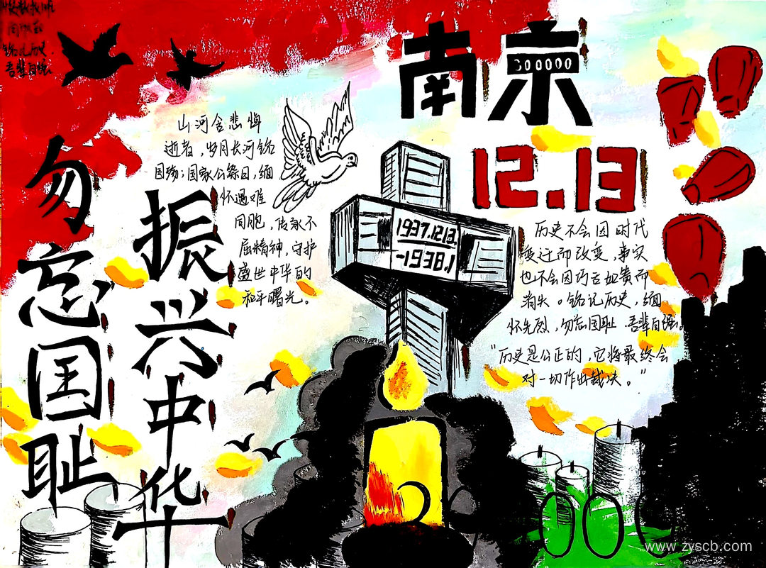 以铭记守护未来 12.13国家公祭日手抄报一等奖-第7张