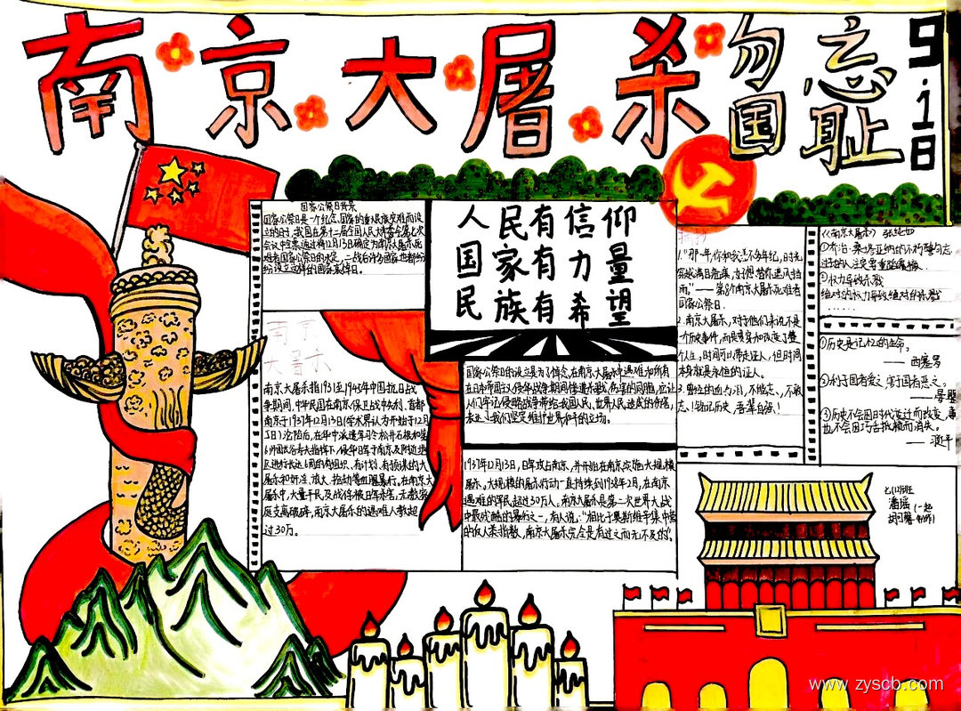 勿忘国耻振兴中华 12.13国家公祭日精选手抄报-第3张