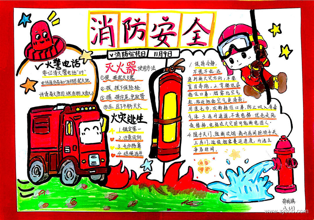 消防日消防安全记心间高清手抄报-第6张 消防日消防安全记心间高清手抄报-第6张