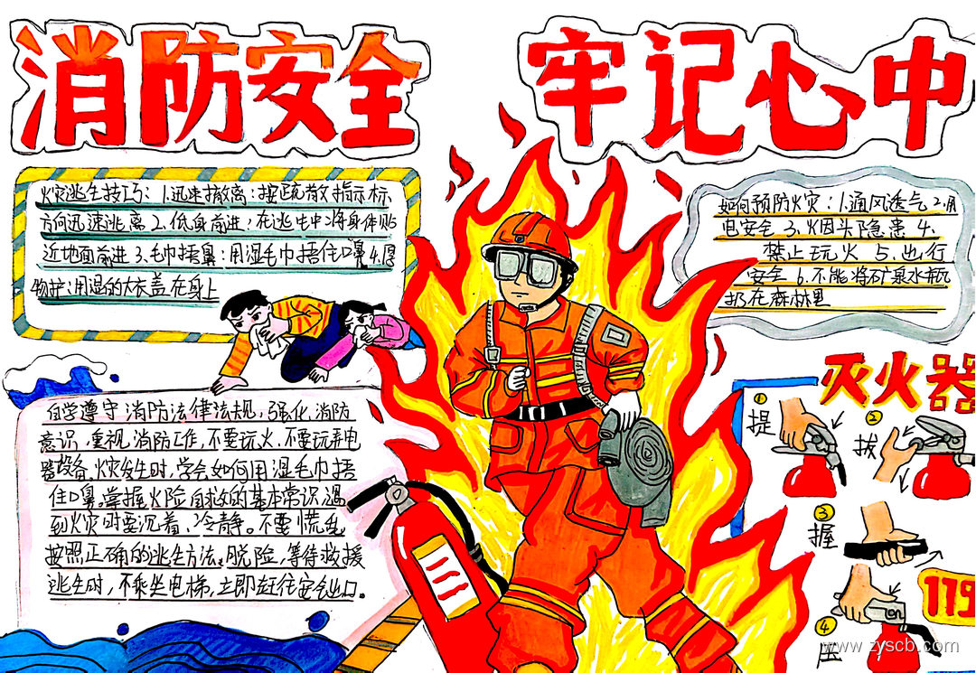 消防日消防安全记心间高清手抄报-第4张 消防日消防安全记心间高清手抄报-第4张