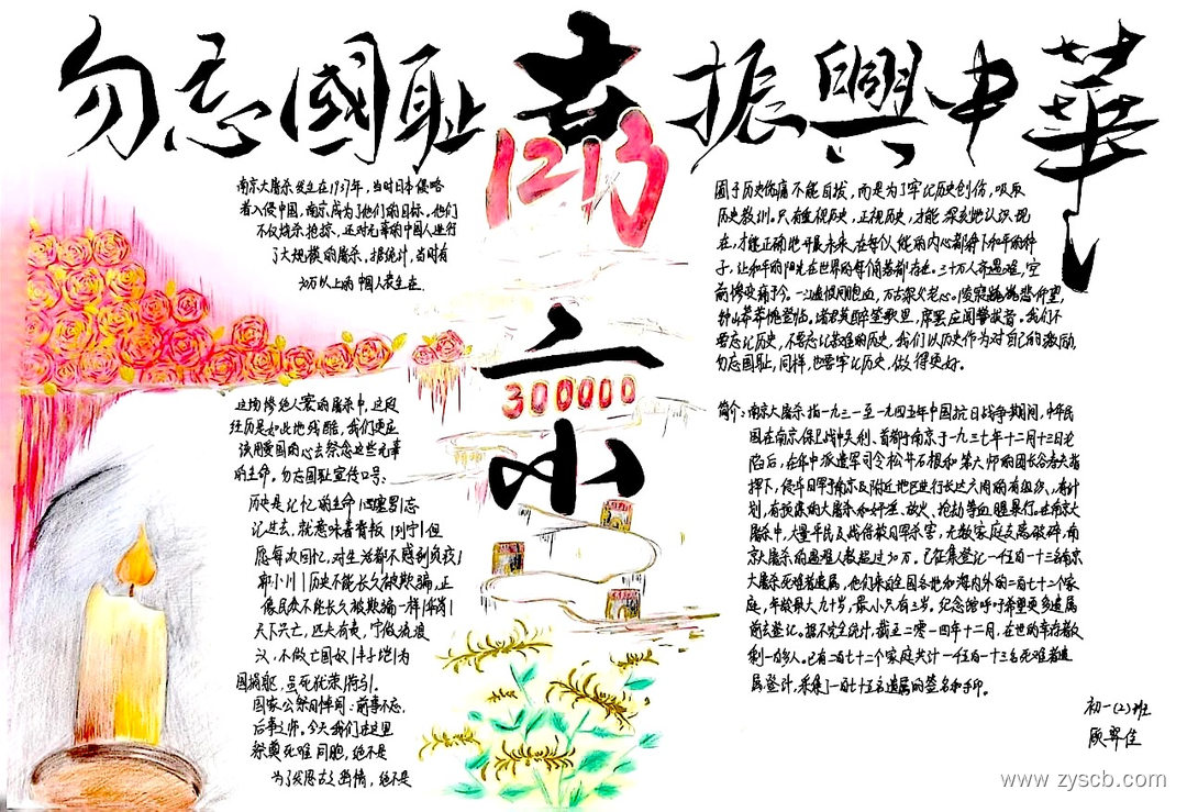 勿忘国耻振兴中华 12.13国家公祭日精选手抄报-第7张