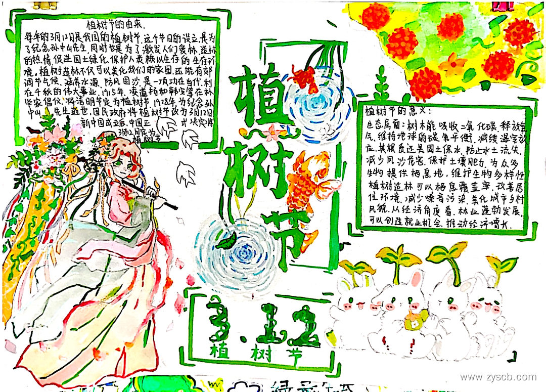 爱绿护绿 312植树节手抄报作品（9张)-第1张