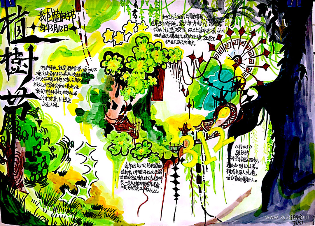 爱绿护绿 312植树节手抄报作品（9张)-第2张